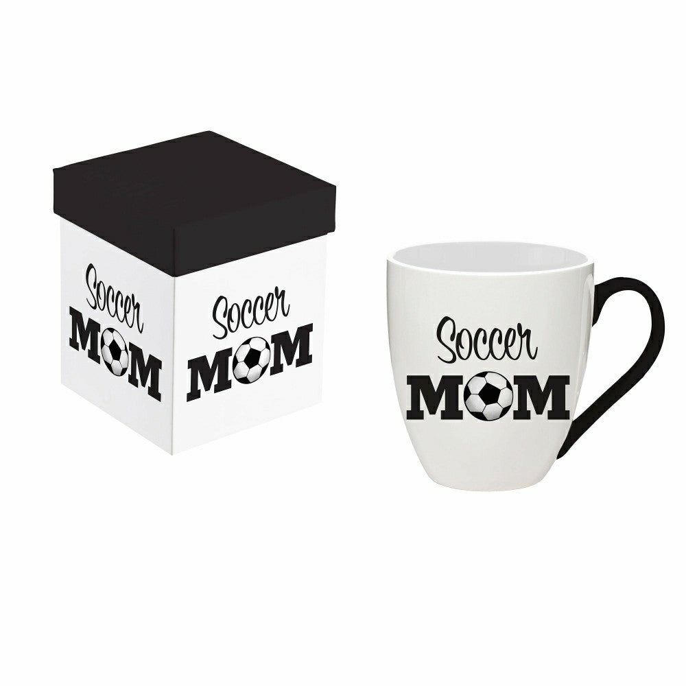 Plow & Hearth Red, White, & Bloom Sports Coffee Cup Ceramic Cup O' Java, Soccer Mom,