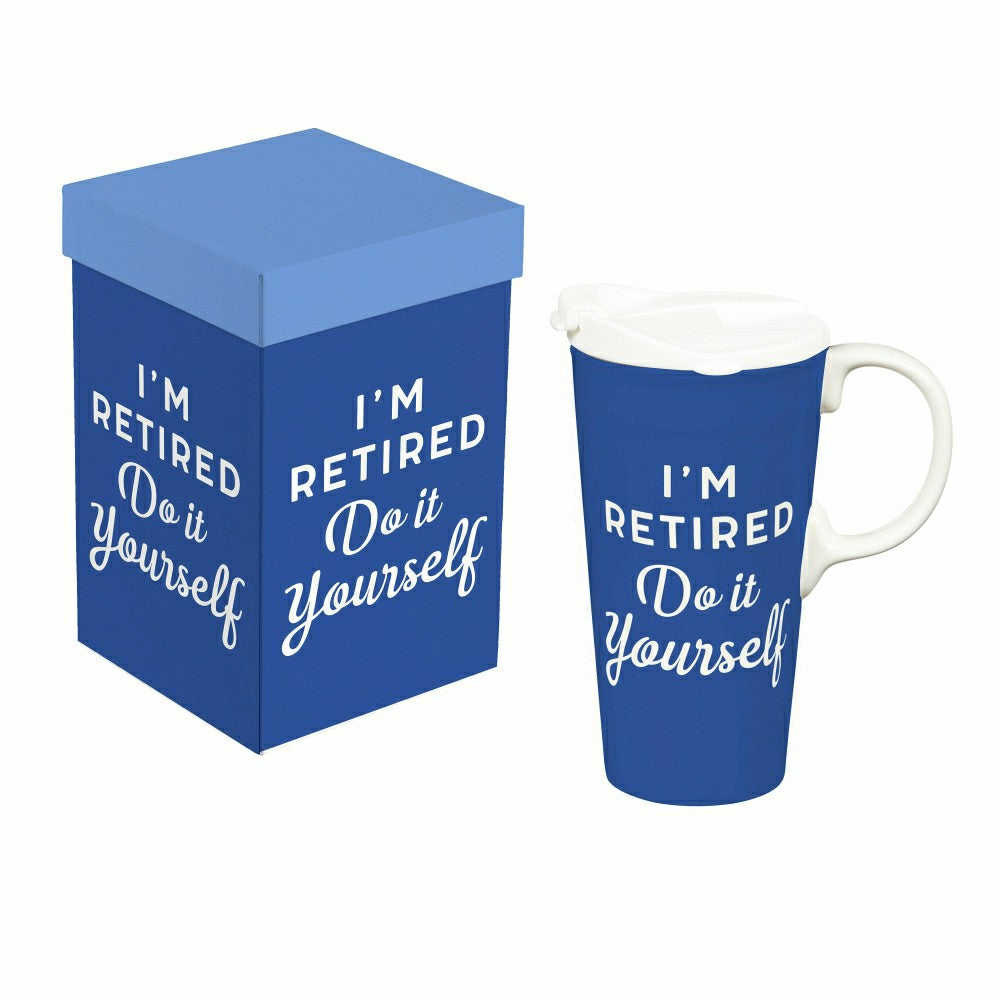Plow & Hearth Ceramic Perfect Cup, I'm Retired Do It Yourself, 17oz, Gift Box