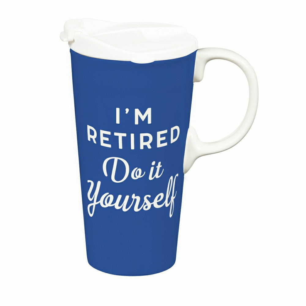 Plow & Hearth Ceramic Perfect Cup, I'm Retired Do It Yourself, 17oz, Gift Box