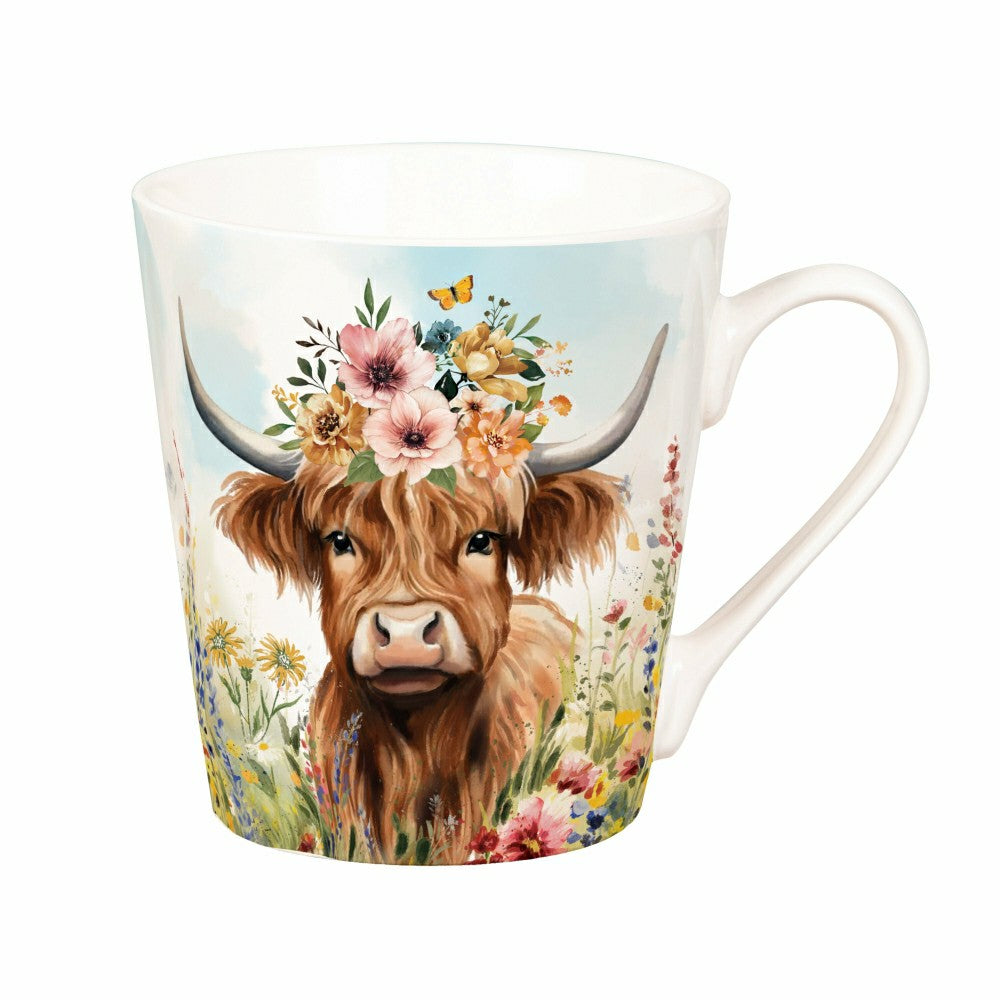 Plow & Hearth Hillside Pasture Drinkware Gift Set Ceramic Flare Cup and Decor, Farm