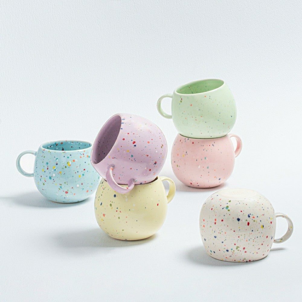 Plow & Hearth White Ball Stoneware Ceramic Mug, 17oz