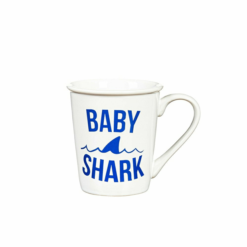 Plow & Hearth Daddy and Me Drinkware Gift Sets Ceramic Cup O' Java, Daddy Shark/Baby