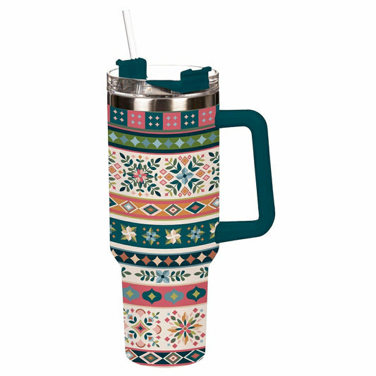 Plow & Hearth Bursting Blossoms Diamond Tapestry Tumbler Stainless-Steel Trenta Cup