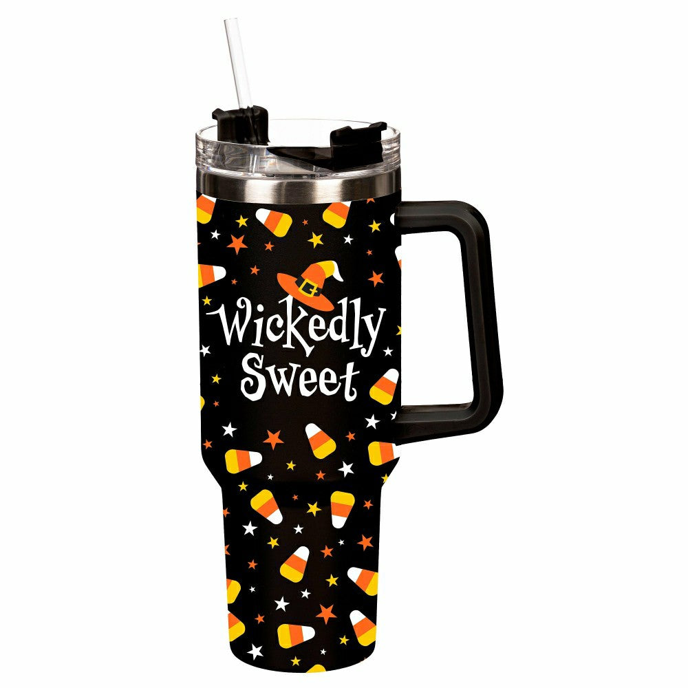 Plow & Hearth Haunted House Wickedly Sweet Trenta Cup, Double Wall Stainless Steel w