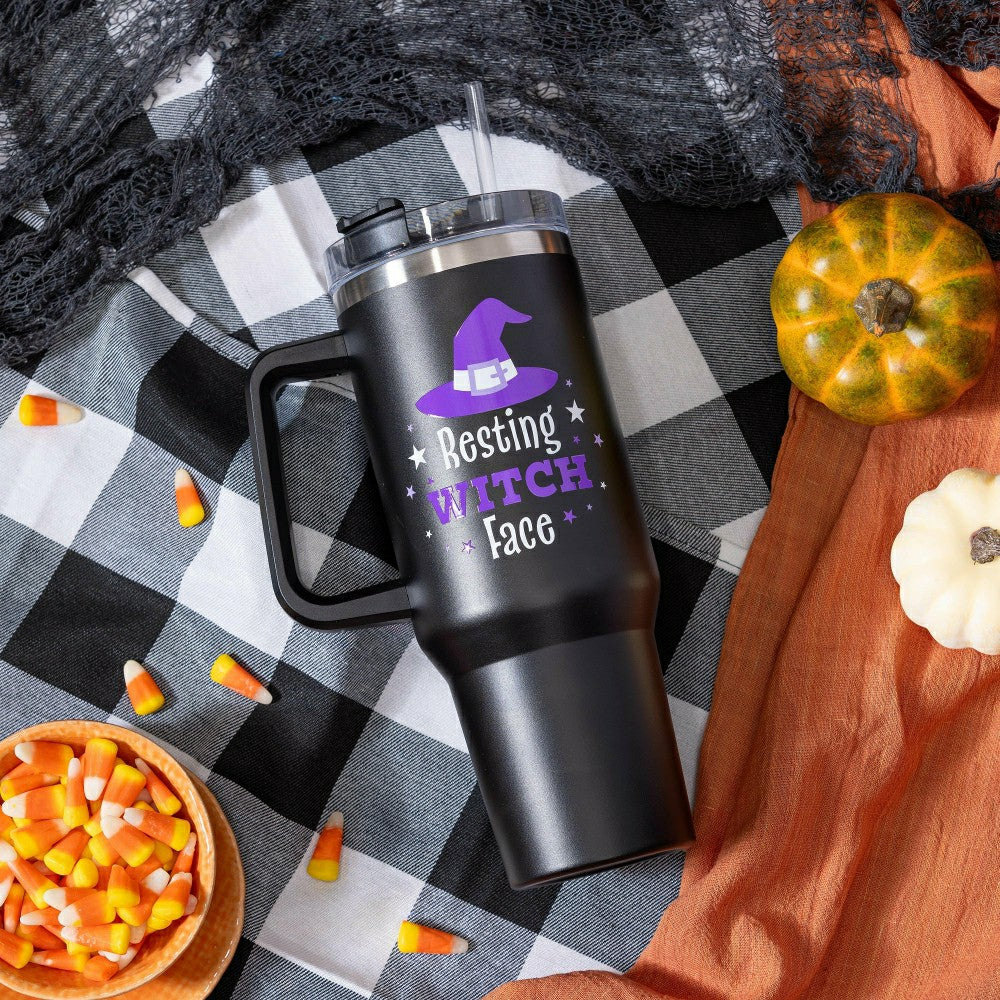 Plow & Hearth Haunted House Resting Witch Face Canyon Cup, Double Wall Stainless Ste