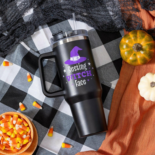 Plow & Hearth Haunted House Resting Witch Face Canyon Cup, Double Wall Stainless Ste