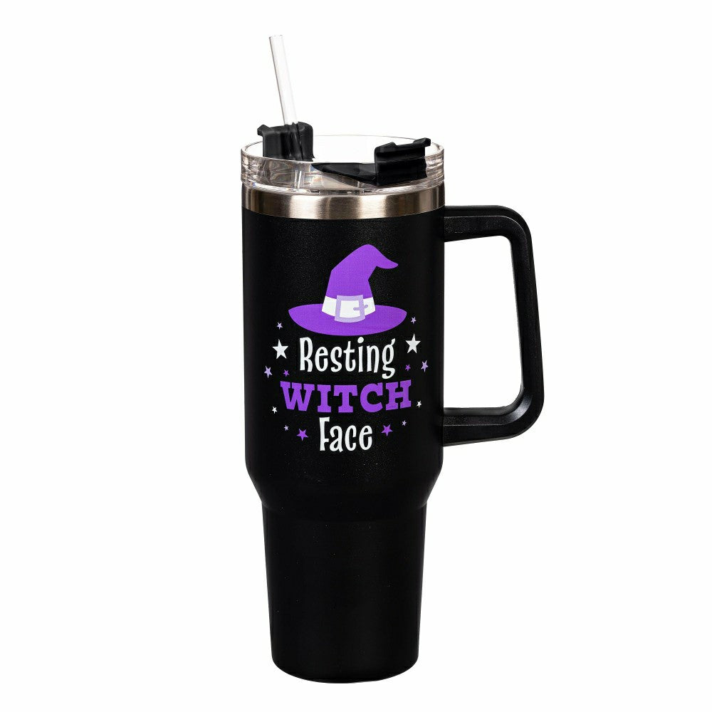 Plow & Hearth Haunted House Resting Witch Face Canyon Cup, Double Wall Stainless Ste