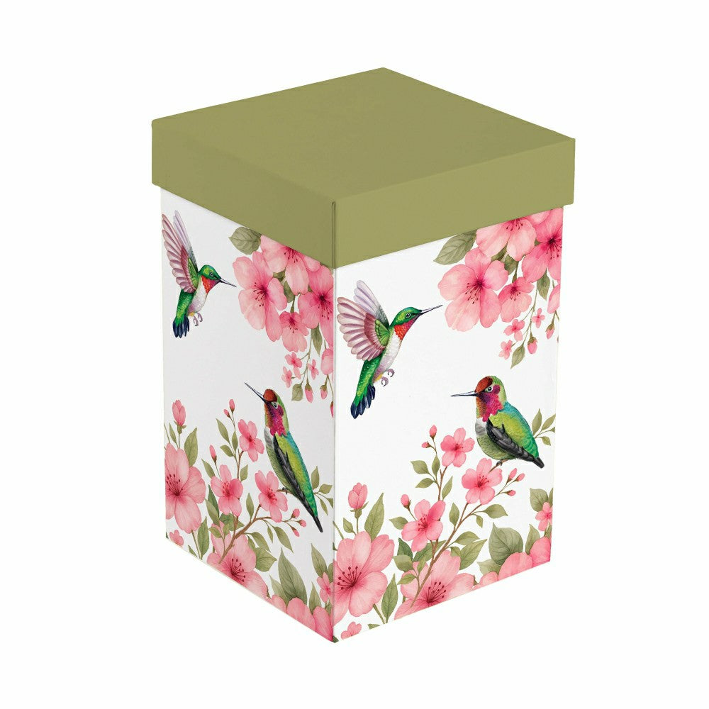 Plow & Hearth Cottage Garden Travel Cup Ceramic Perfect Cup, 17oz, Floral Hummingbir