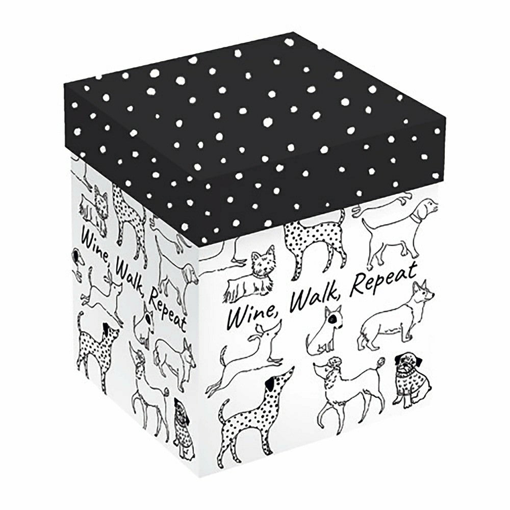 Plow & Hearth 17 oz Stemless Glass w/ Gift Box- Wine, Walk, Repeat