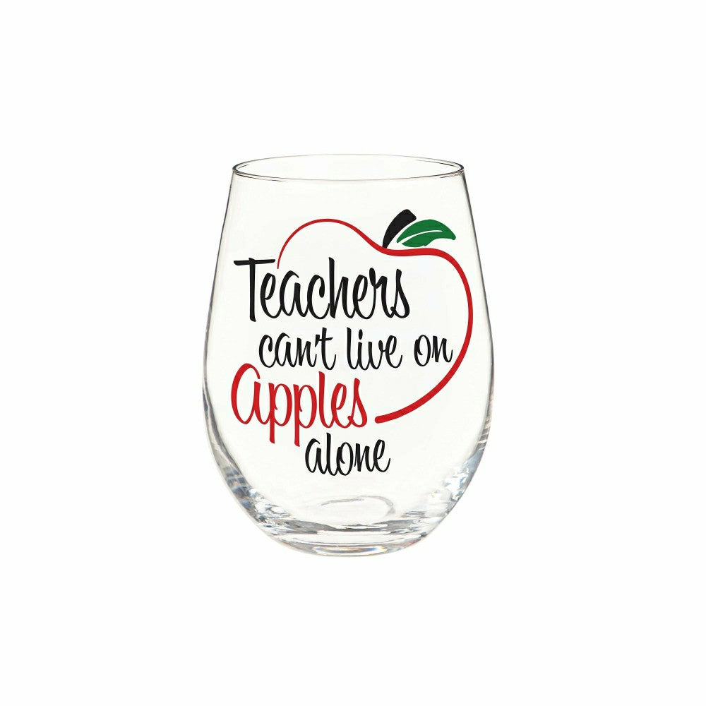 Plow & Hearth Teachers Stemless Glass, 17oz, Gift Box