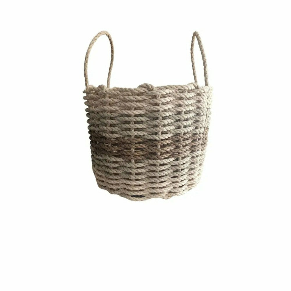 Plow & Hearth Five Stripe Rope Storage Basket Light tan, tan, brown