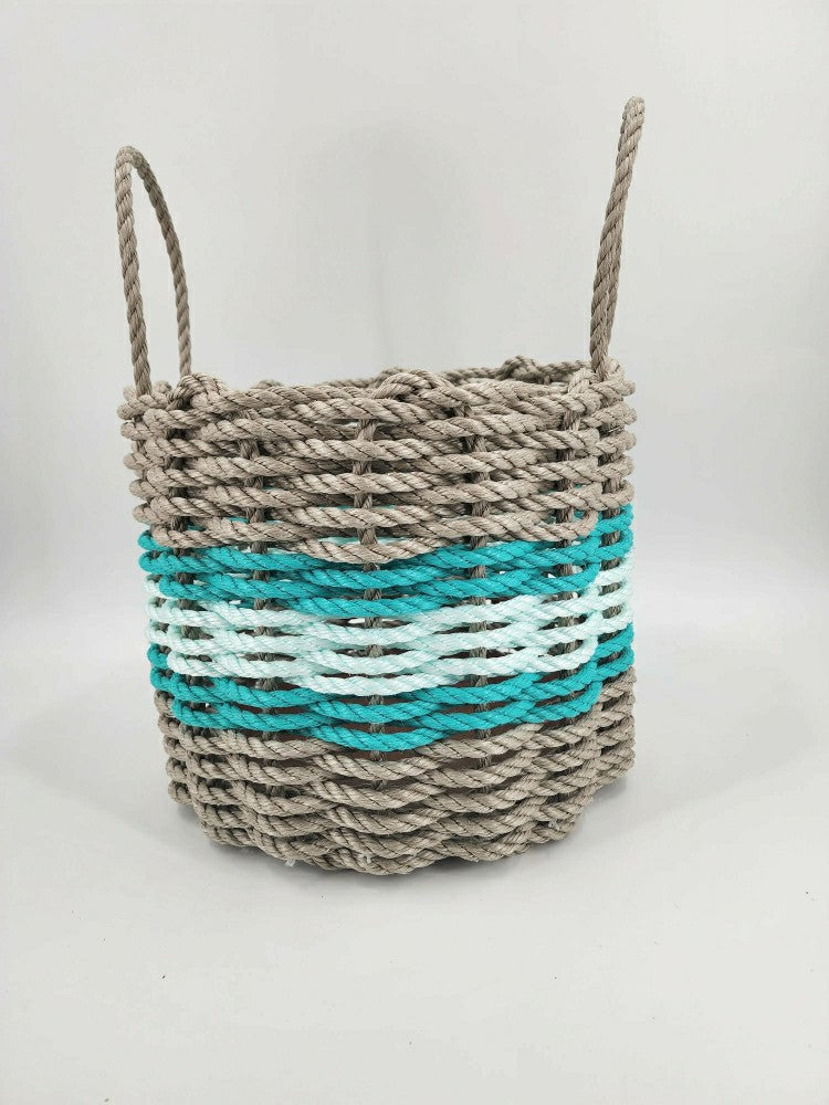 Plow & Hearth Authentic Maine Lobster Rope Storage Basket Tan and Seafoam, Accent co