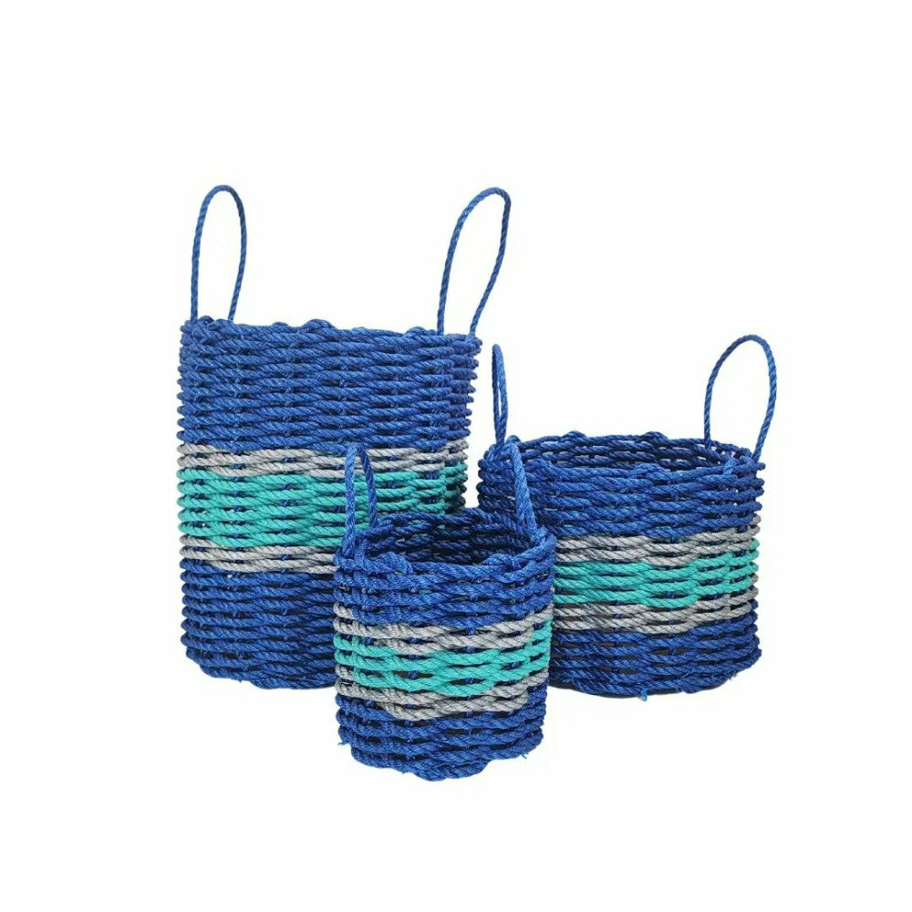 Plow & Hearth Authentic Maine Lobster Rope Storage Basket Blue and Teal with light G