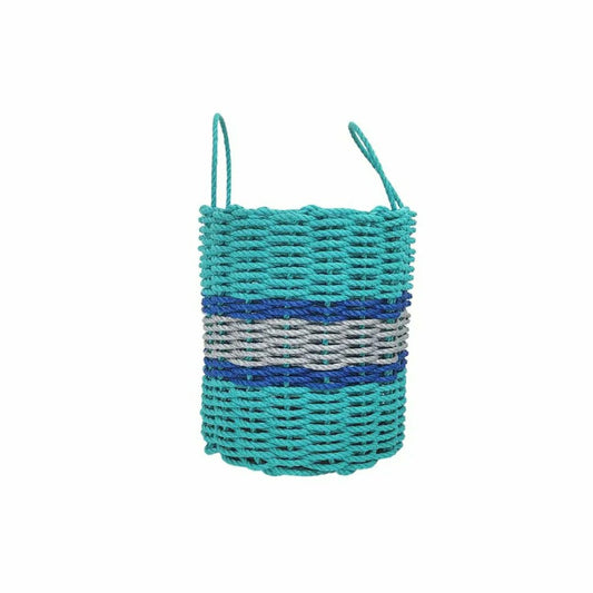 Plow & Hearth Authentic Maine Lobster Rope Storage Basket Teal and Light Gray with B