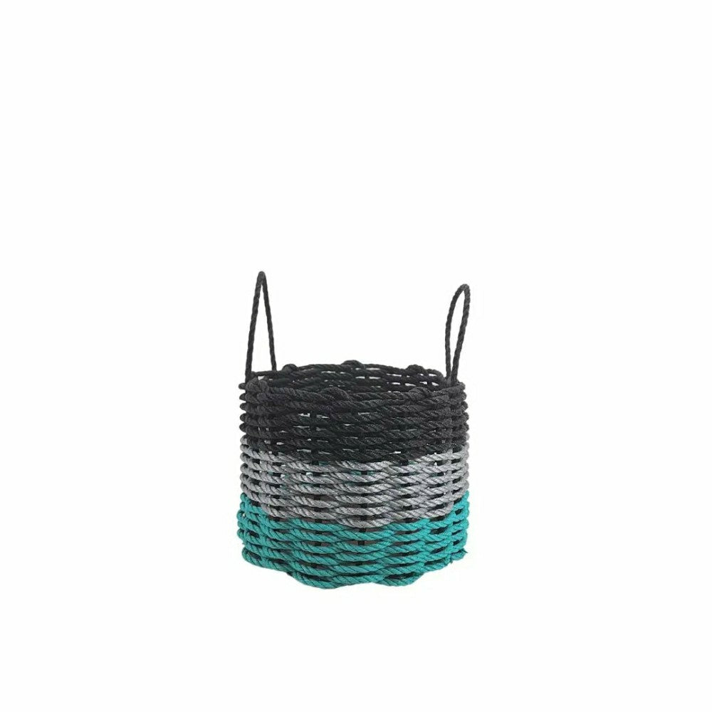 Plow & Hearth Authentic Maine Lobster Rope Storage Basket Teal, Gray, Black