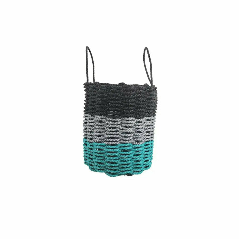 Plow & Hearth Authentic Maine Lobster Rope Storage Basket Teal, Gray, Black