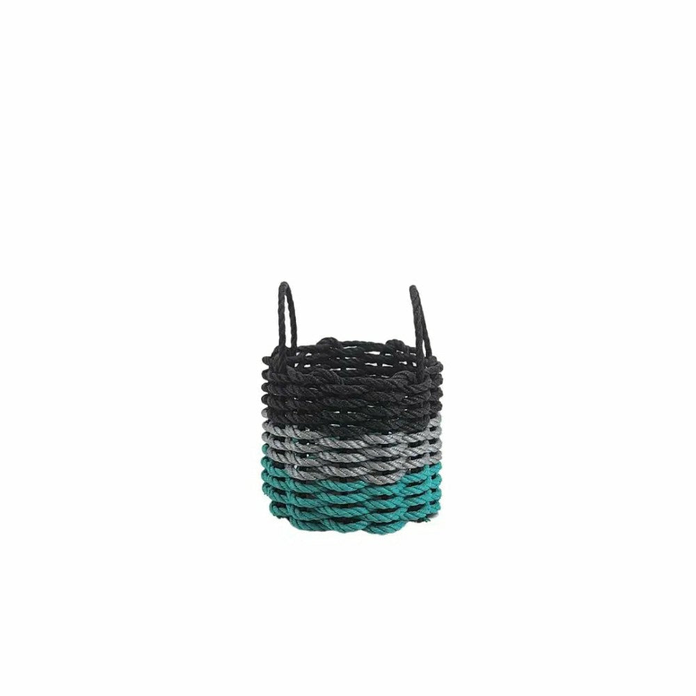 Plow & Hearth Authentic Maine Lobster Rope Storage Basket Teal, Gray, Black