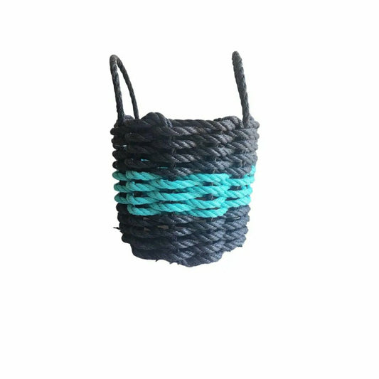 Plow & Hearth Rope Storage Basket Black and Teal