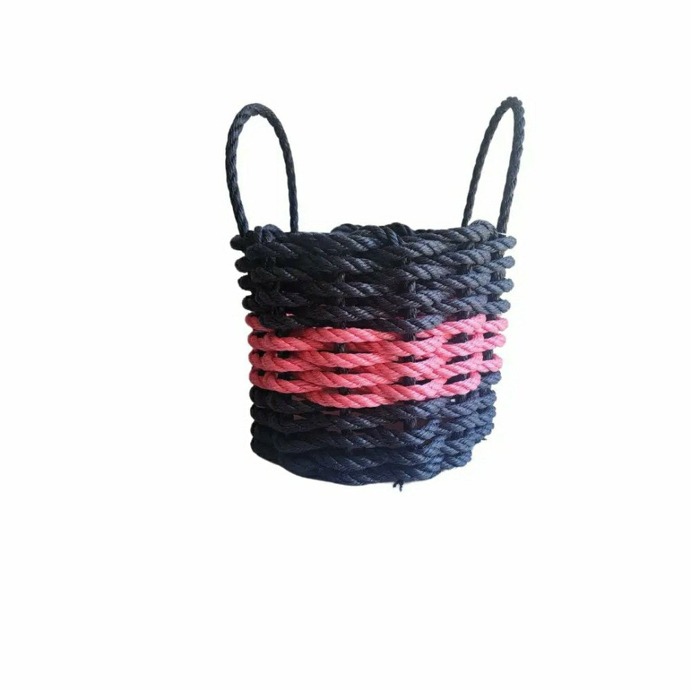 Plow & Hearth Rope Storage Basket Black and Pink