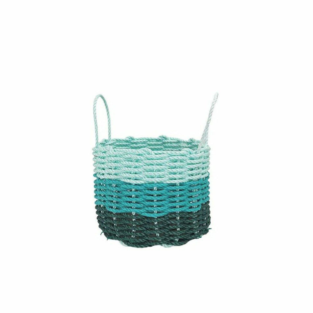 Plow & Hearth Lobster Rope Storage Basket Hunter Green, Teal, Seafoam