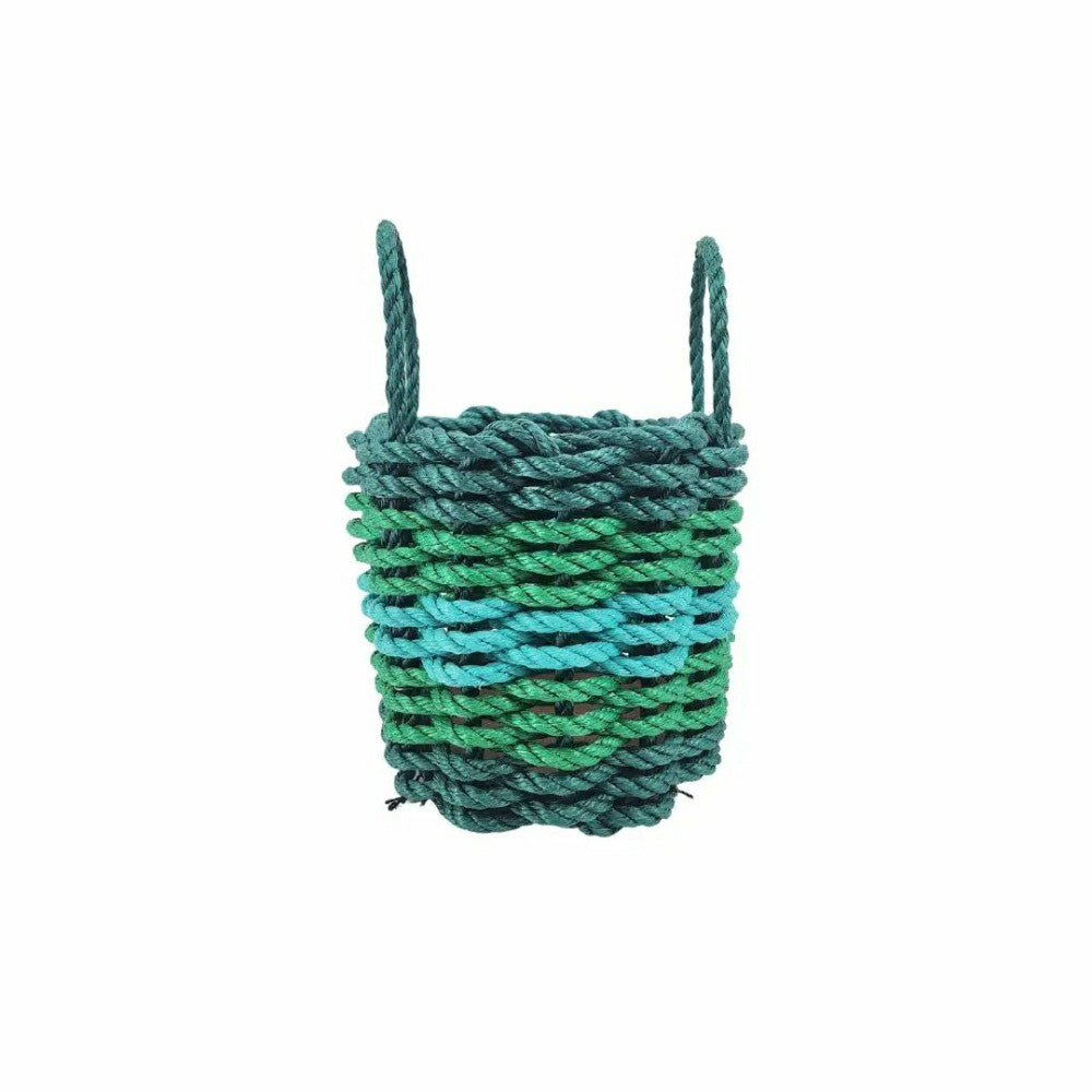 Plow & Hearth Five Stripe Rope Storage Basket Hunter Green, Green, Teal