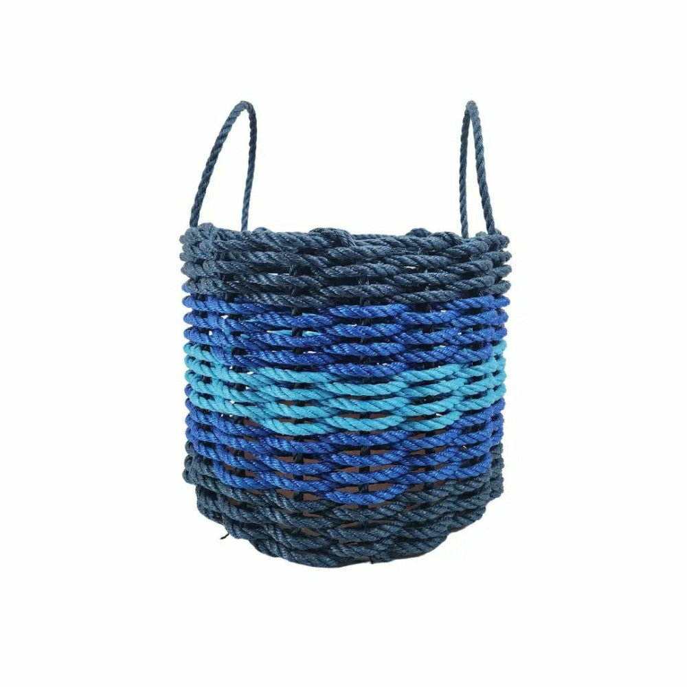 Plow & Hearth Five Stripe Rope Storage Basket Navy Blue, Blue, Light Blue