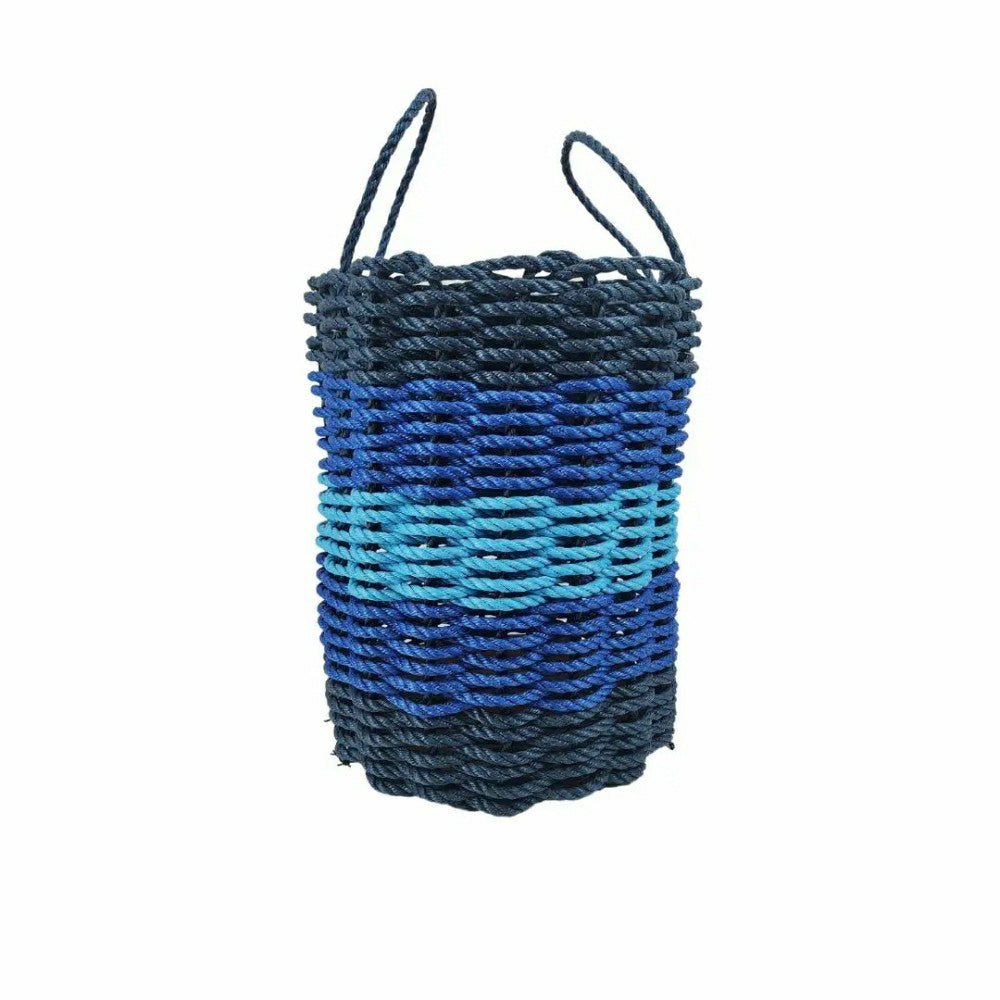 Plow & Hearth Five Stripe Rope Storage Basket Navy Blue, Blue, Light Blue
