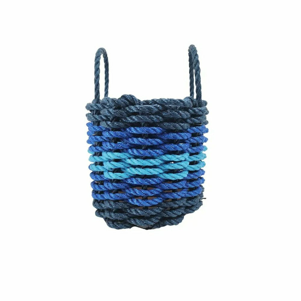 Plow & Hearth Five Stripe Rope Storage Basket Navy Blue, Blue, Light Blue