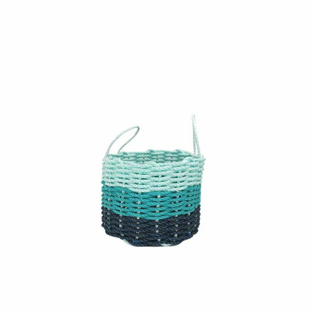 Plow & Hearth Lobster Rope Storage Basket Navy Blue, Teal, Seafoam