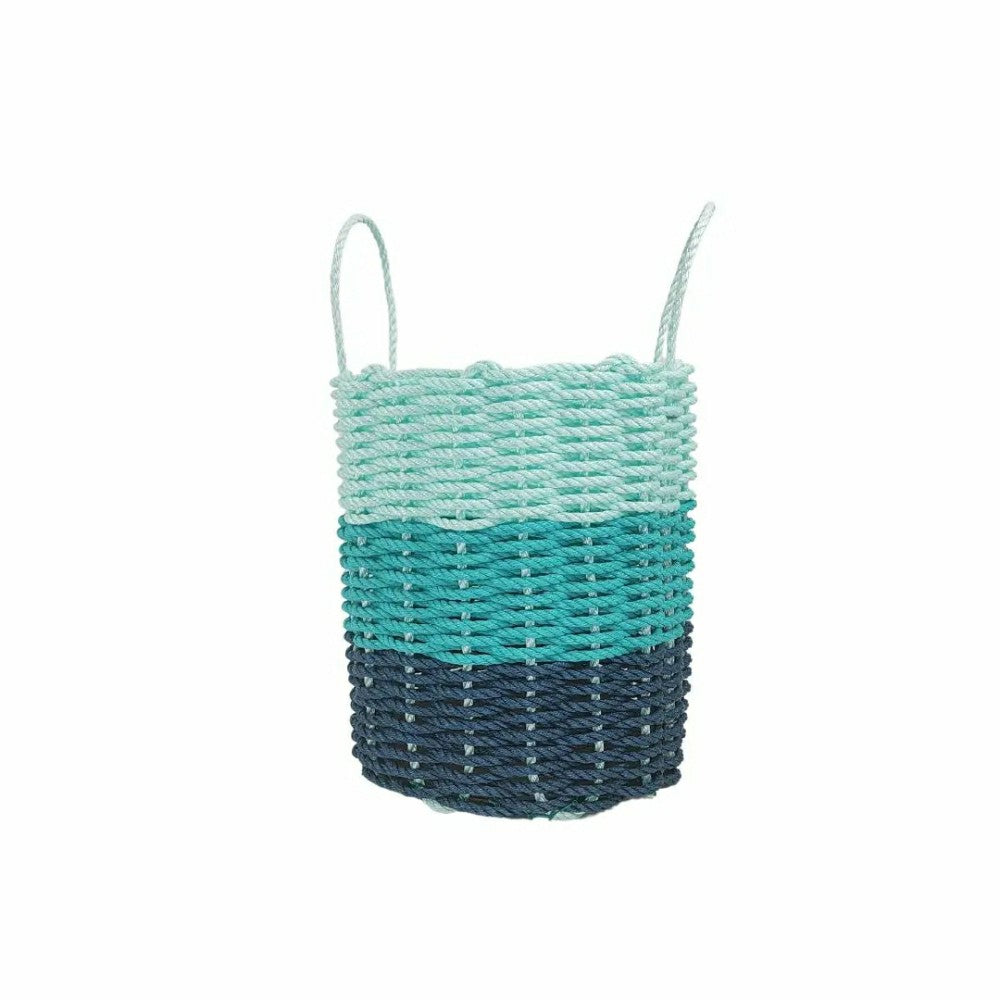 Plow & Hearth Lobster Rope Storage Basket Navy Blue, Teal, Seafoam