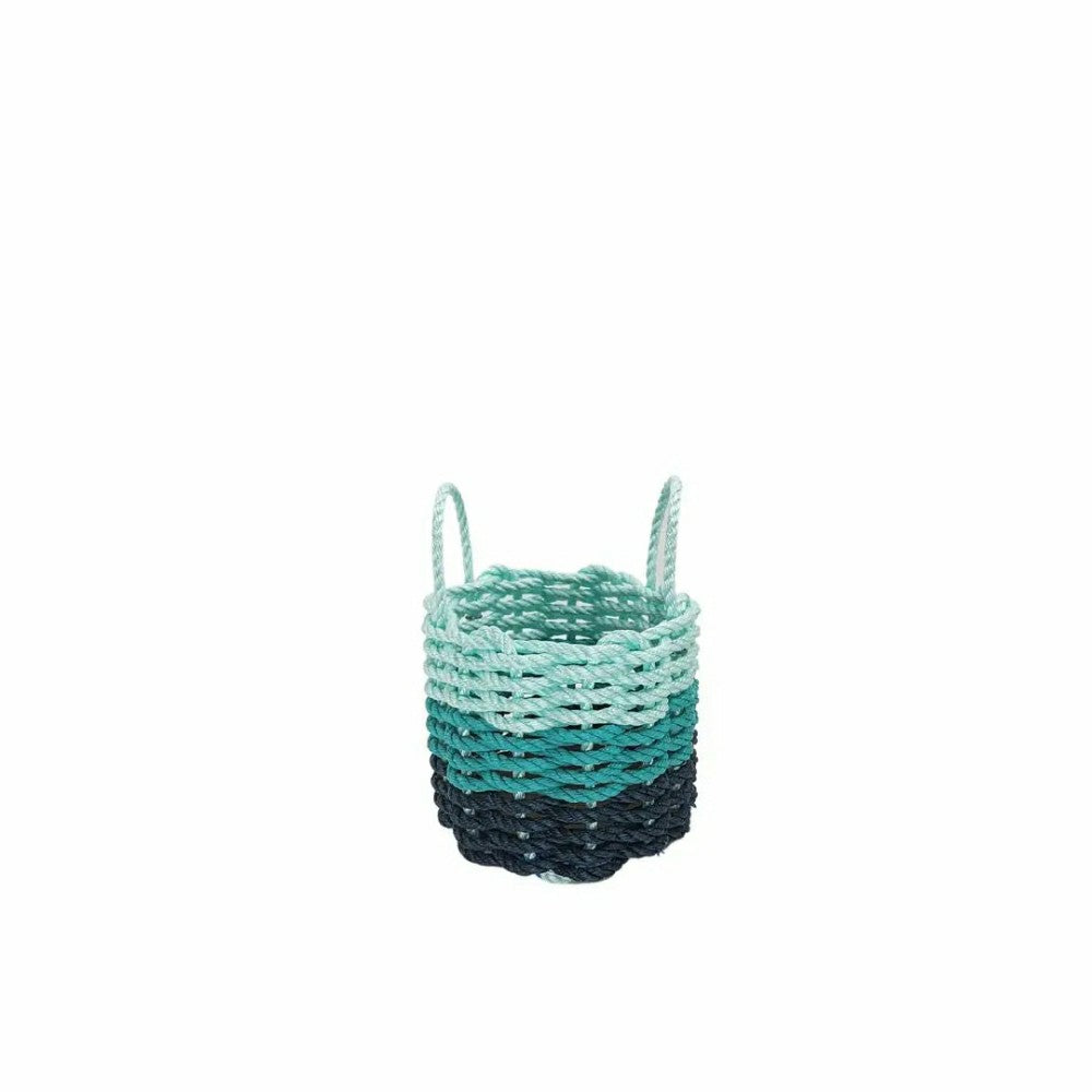 Plow & Hearth Lobster Rope Storage Basket Navy Blue, Teal, Seafoam