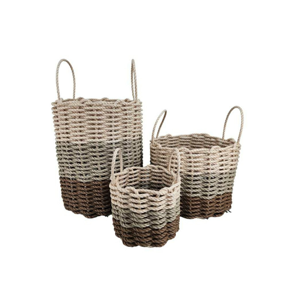 Plow & Hearth Brown, Tan, Light Tan Ombre Rope Basket