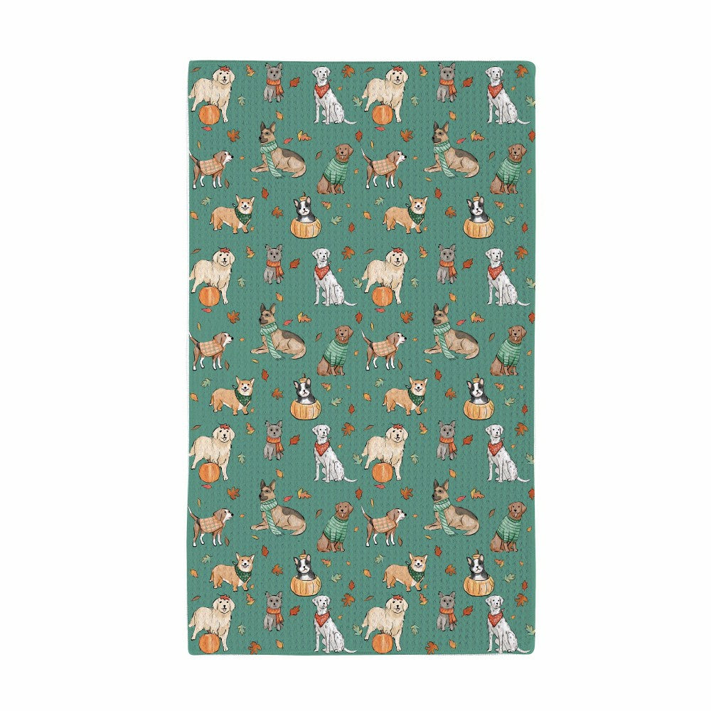 Plow & Hearth Harvest Blossom Dog Quick Dry Kitchen Towel, Pet, 30"L x 18"W