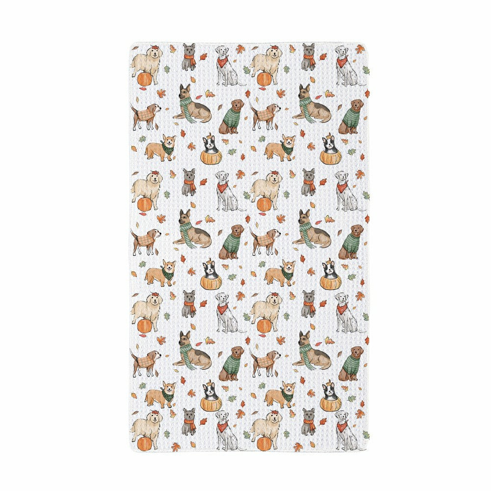 Plow & Hearth Harvest Blossom Dog Quick Dry Kitchen Towel, Pet, 30"L x 18"W