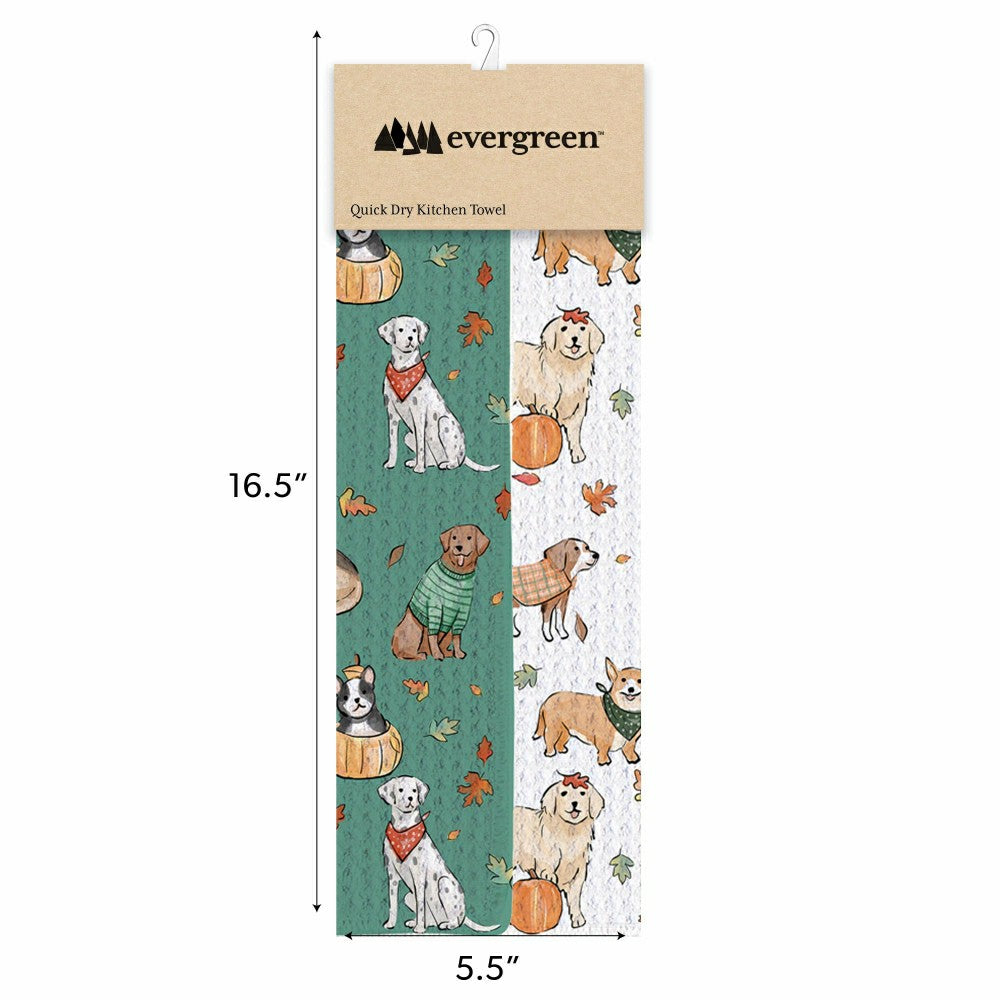 Plow & Hearth Harvest Blossom Dog Quick Dry Kitchen Towel, Pet, 30"L x 18"W
