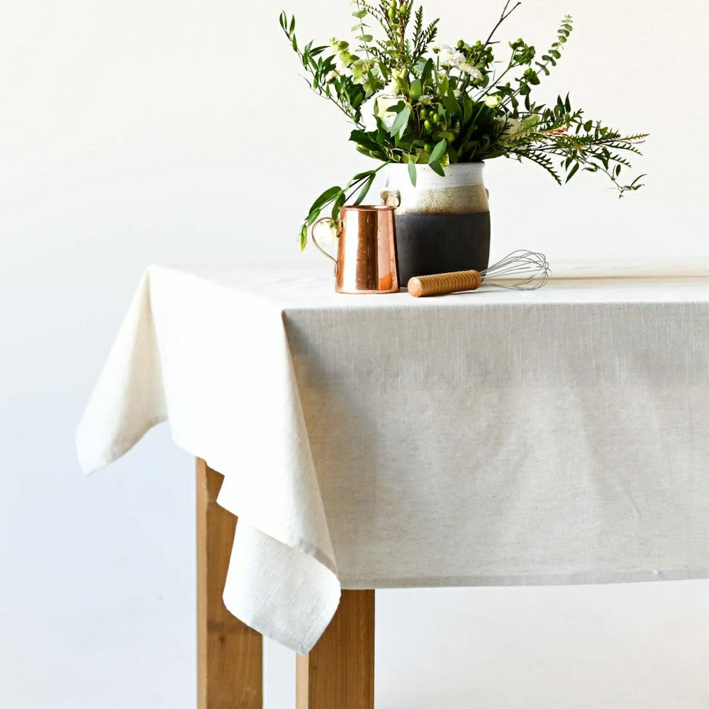 Plow & Hearth Neutral Linen Tablecloth