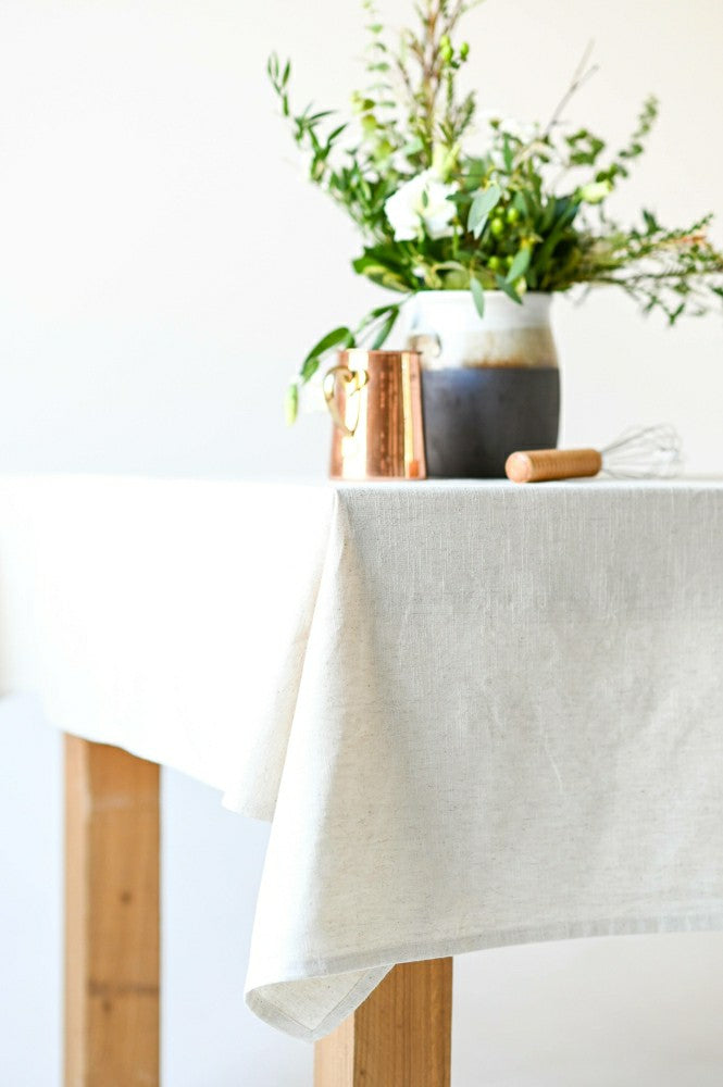 Plow & Hearth Neutral Linen Tablecloth