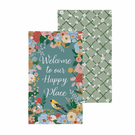 Plow & Hearth Cottage Garden Kitchen Towel Quick Dry Waffle Weave Double-Sided, Home