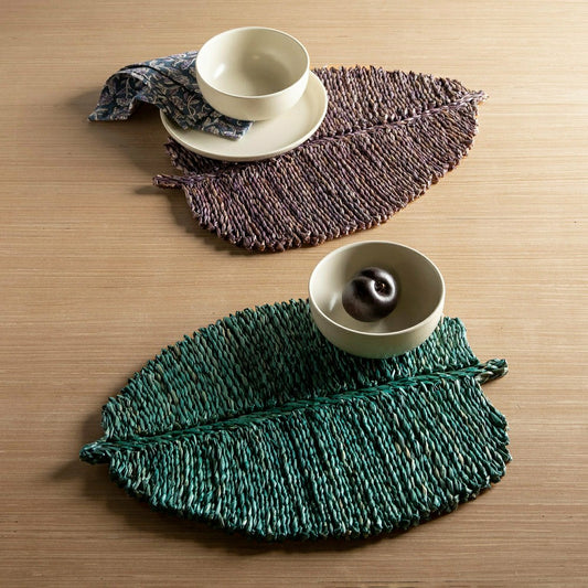 Plow & Hearth Leaf Placemats Set of 4 Green