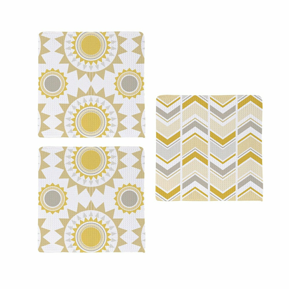 Plow & Hearth Sunrays Quick Dry Dish Cloth, Set of 3, 10" x 10"