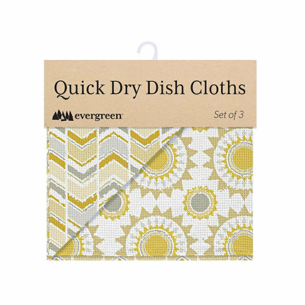 Plow & Hearth Sunrays Quick Dry Dish Cloth, Set of 3, 10" x 10"
