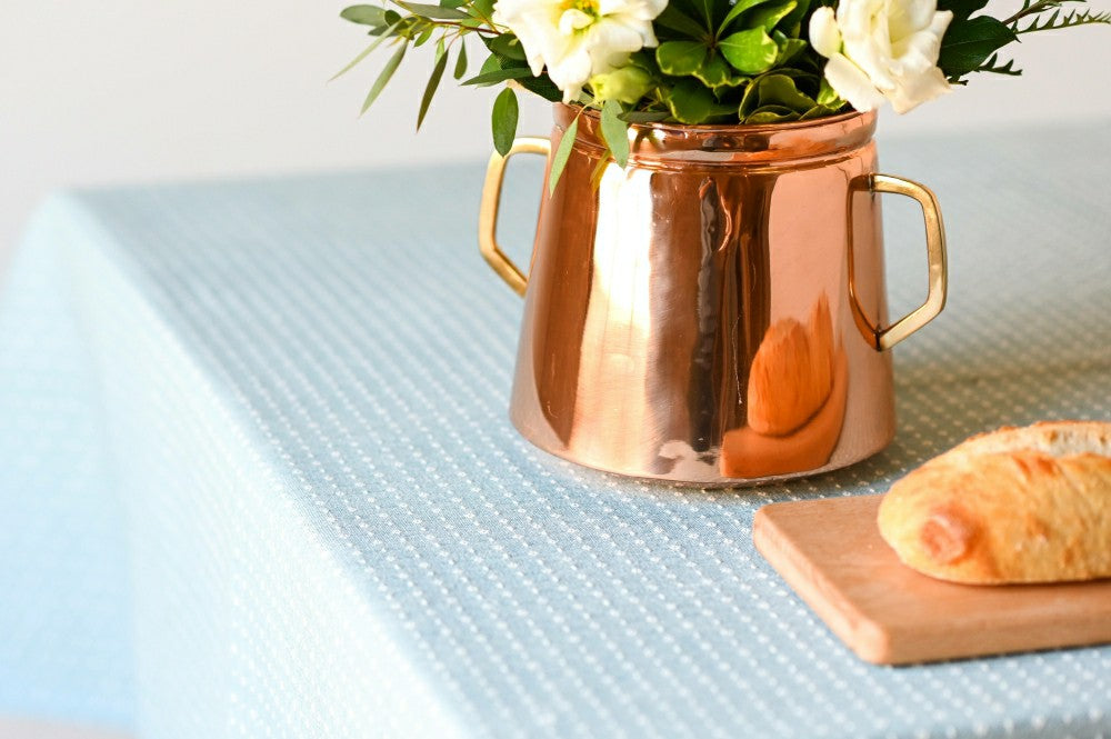 Plow & Hearth Blue Dotted Tablecloth