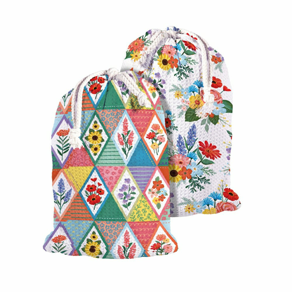 Plow & Hearth Cottage Garden Towel Quick Dry Waffle Weave with Matching Carrying Cas