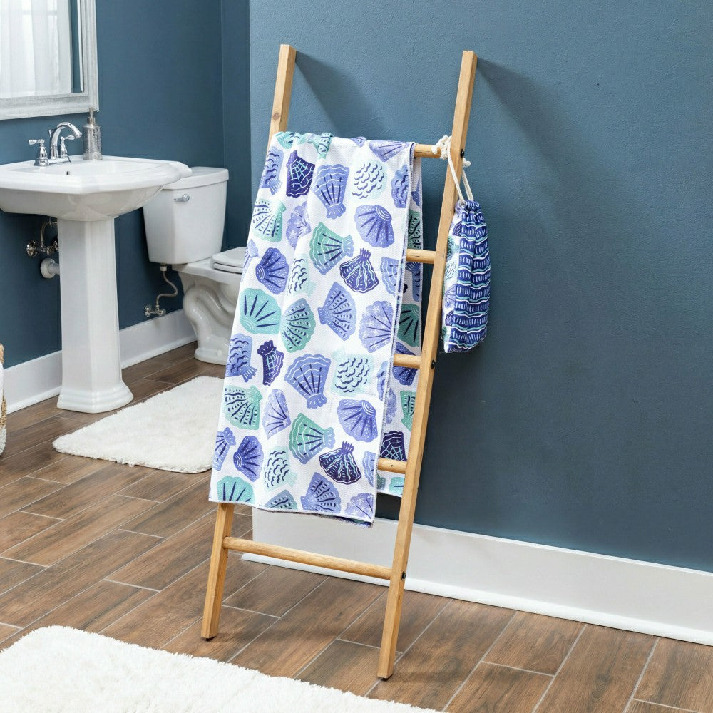 Plow & Hearth Seaside Retreat Towel Quick Dry Waffle Weave with Matching Carrying Ca
