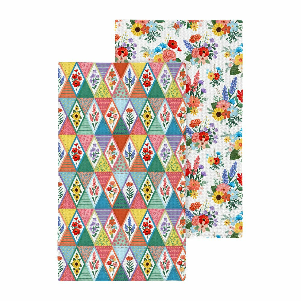 Plow & Hearth Cottage Garden Kitchen Towel Quick Dry Waffle Weave Double-Sided, 30"L
