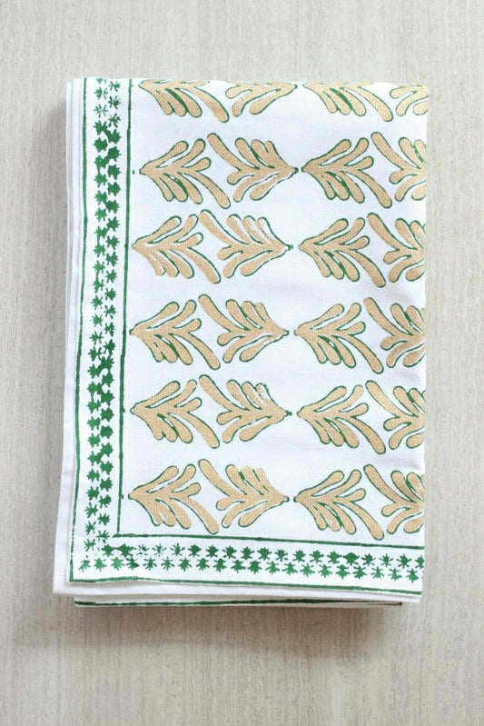 Plow & Hearth Evergreen & Gold Palmetto Tablecloth