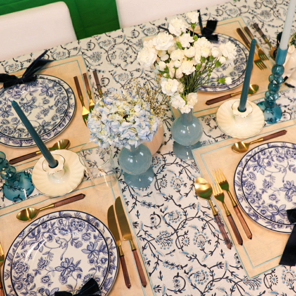 Plow & Hearth Eleanor Royal Blue Tablecloth