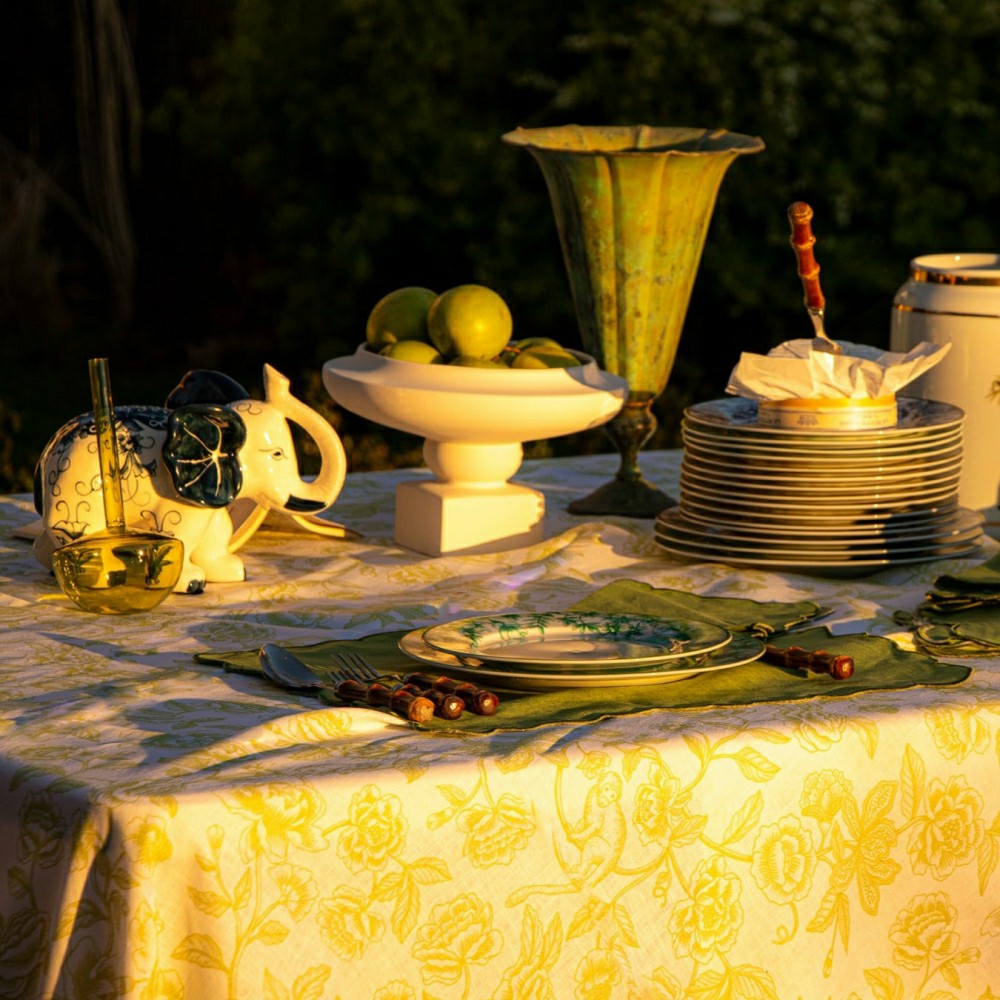 Plow & Hearth Ivory Flora Parlour Tablecloth