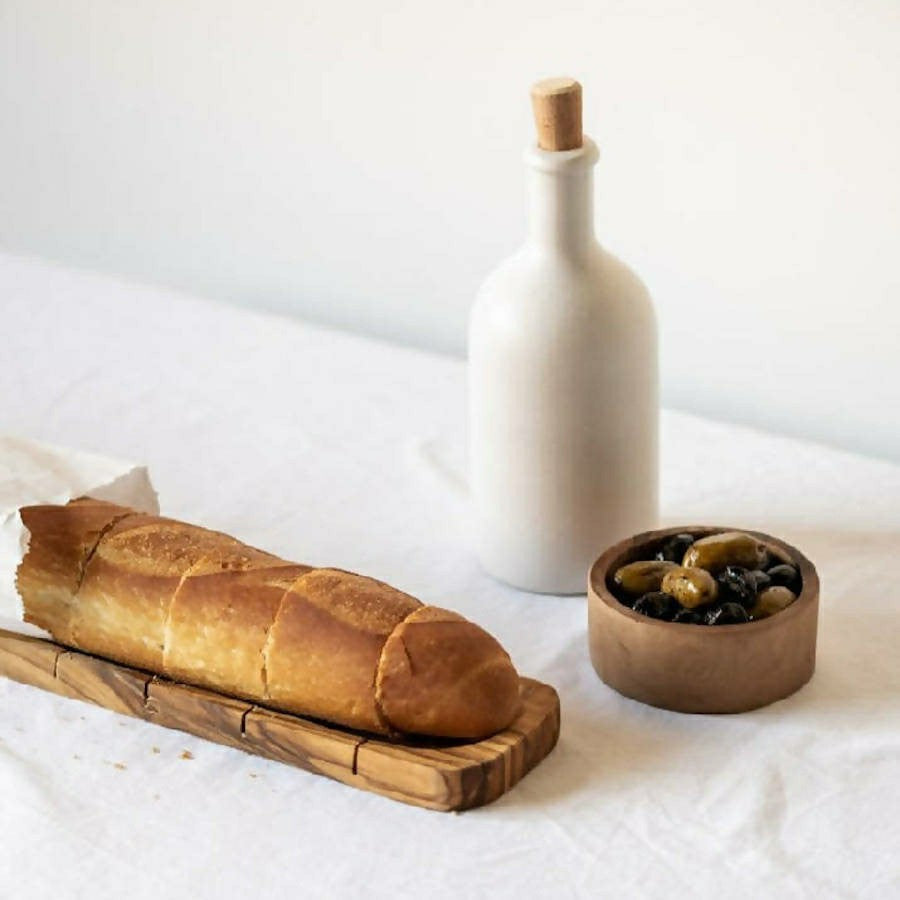 Plow & Hearth Olive Wood Bread Slicing Board