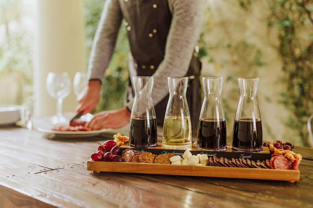 Plow & Hearth Cava Wine Tasting Kit with 4 Glass Carafes